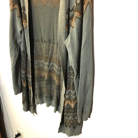 Peruvian Connection Open Front Cardigan Sweater Aztec (T5) - Picture 9 of 16